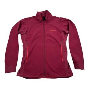 Patagonia Jacket Womens Medium Red Adze Polartec Softshell Full Zip Hiking 83455